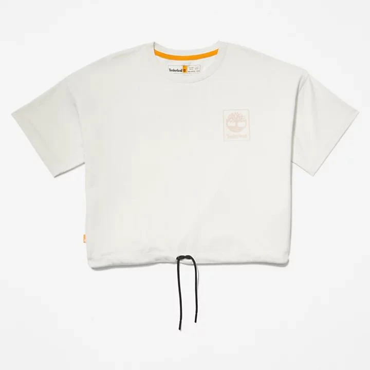 Timberland Cropped T-Shirt with Drawstring Hem for Women in White 6