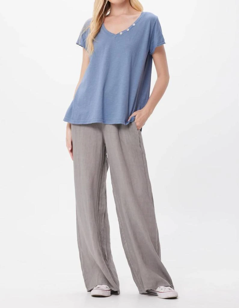 SUZY D Sultan Linen Palazzo Pants In Light Grey 2