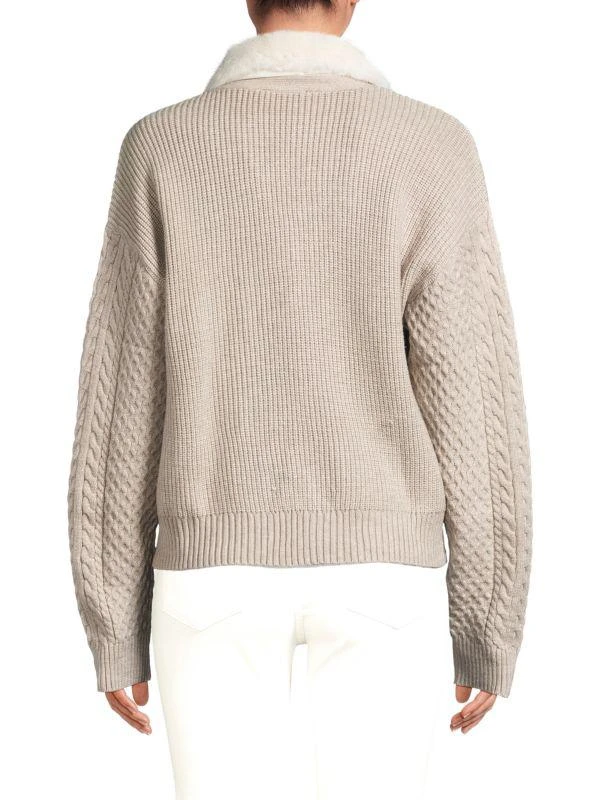 nvlt Faux Fur Trim Cable Knit Cardigan 2