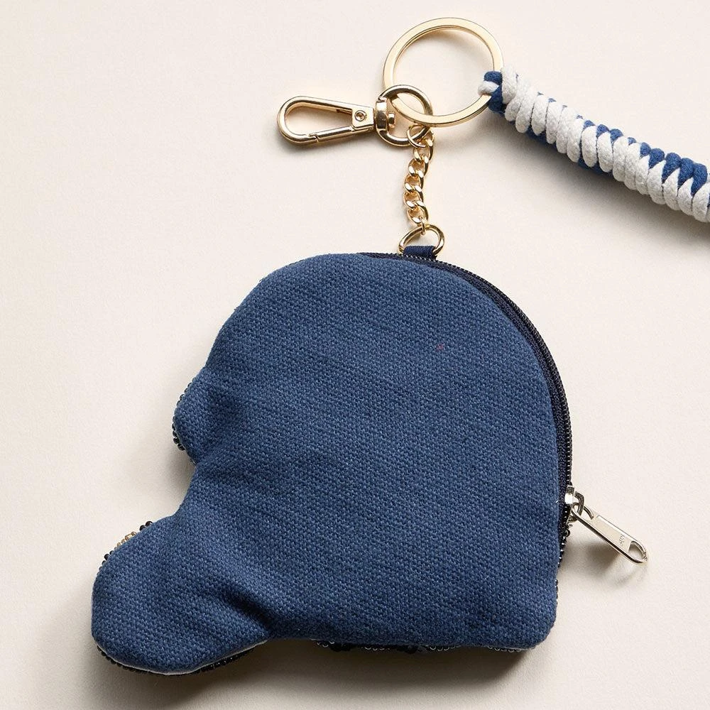 FASHNZFAB PENN STATE GAME DAY Football Helmet Sequin Seed Beaded Knot Keychain Mini Pouch Bag 4