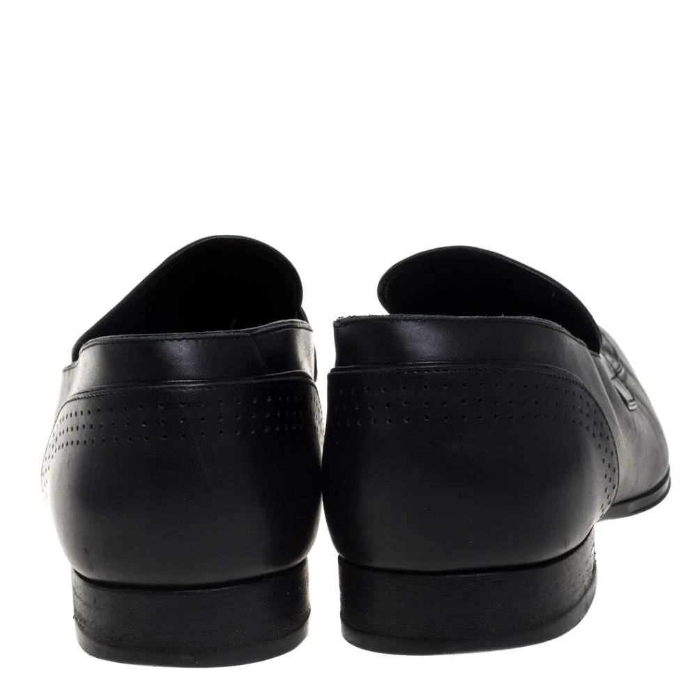 Louis Vuitton Louis Vuitton Black Leather Logo Perforated Slip On Loafers Size 40 5
