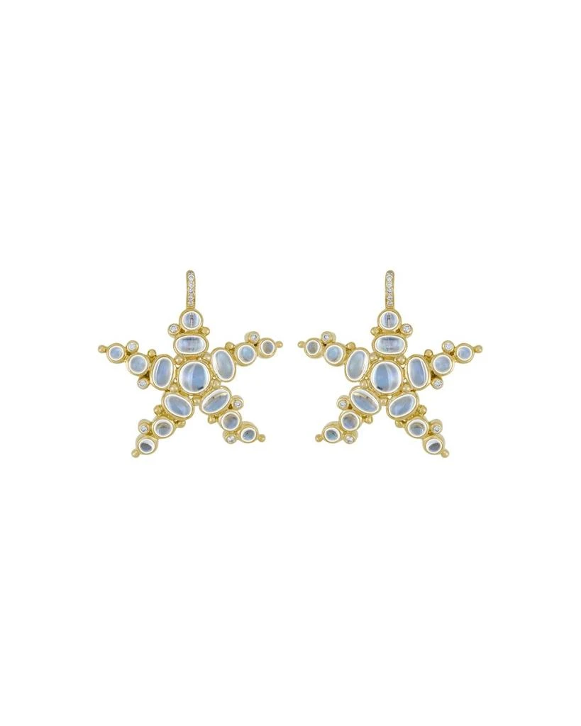 Temple St. Clair 18K Yellow Gold Sea Star Earrings with Royal Blue Moonstone and Diamonds, .17 ct. t.w. 1