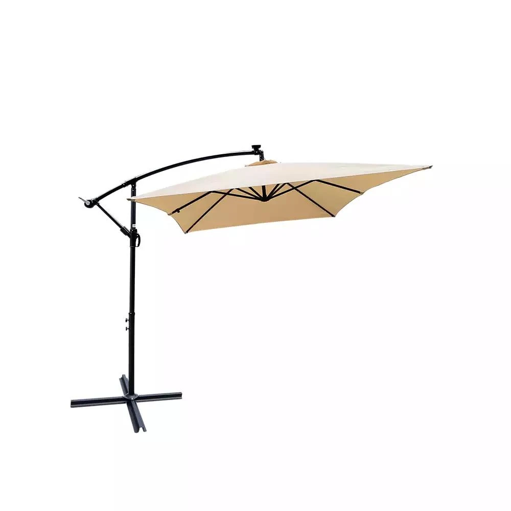 Streamdale Furniture Streamdale Solar Powered LED Patio Umbrella, 8 Ribs, Crank and Cross Base 5