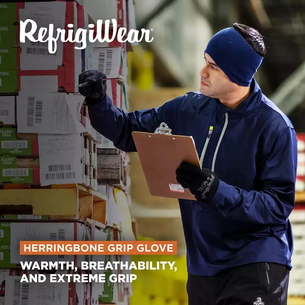RefrigiWear Men's Herringbone Grip Glove - Durable Non-Slip Work Gloves for Cold Conditions, Pack of 12 Pairs 3