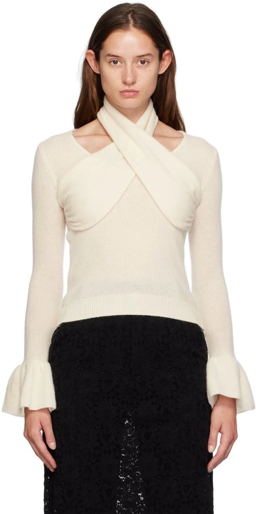 Rokh Off-White Cross Knitted Sweater 1