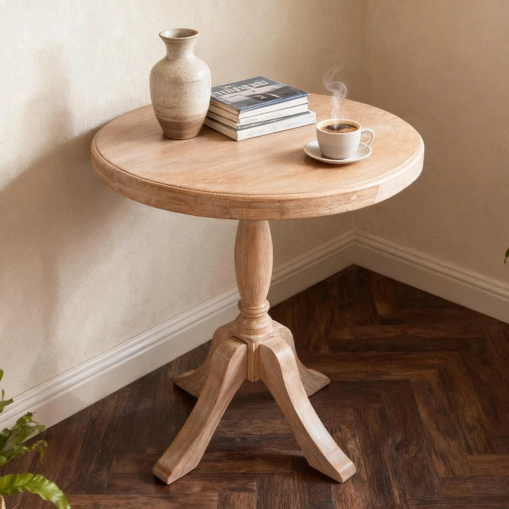 Streamdale Furniture Streamdale 23.6" Round Wooden End Table, 2 Heights Available, Natural