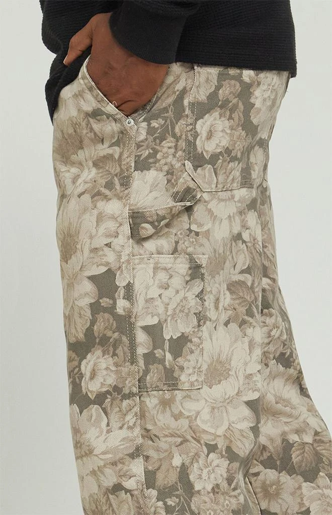 PacSun Dylan Baggy Jeans Carpenter Brown Floral 3