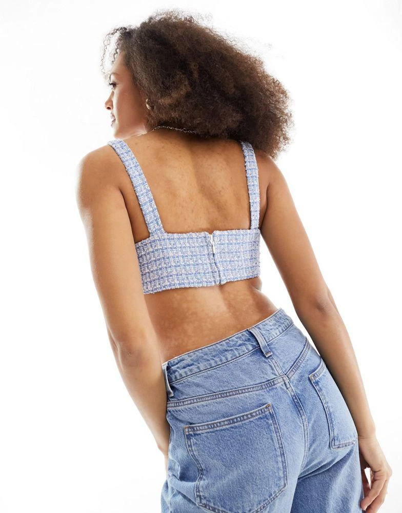 ASOS ASOS DESIGN tailored boucle crop top in blue co-ord 3