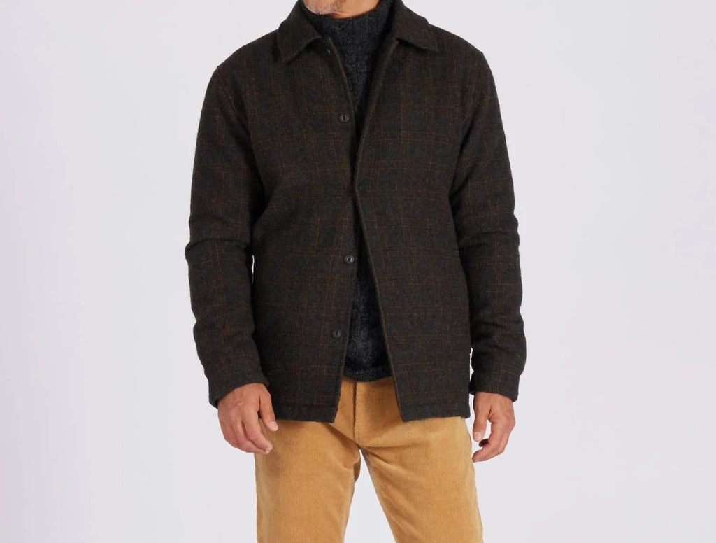 Grayers Watson Wool Car Coat In Heather Charcoal Brown Windowpane 2