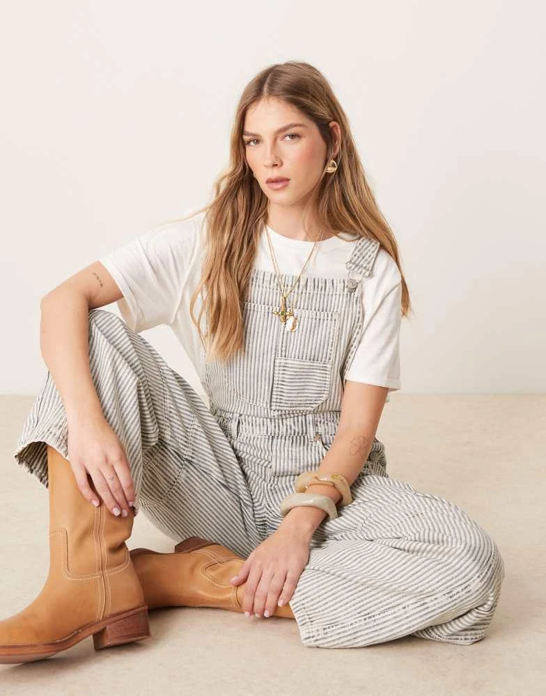 Free People Free People good luck striped denim overalls in multi 2