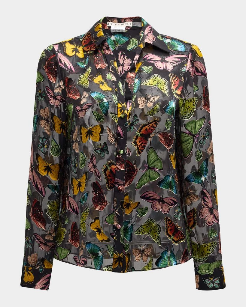 Alice + Olivia Eloise Butterfly-Print Button-Front Blouse 1