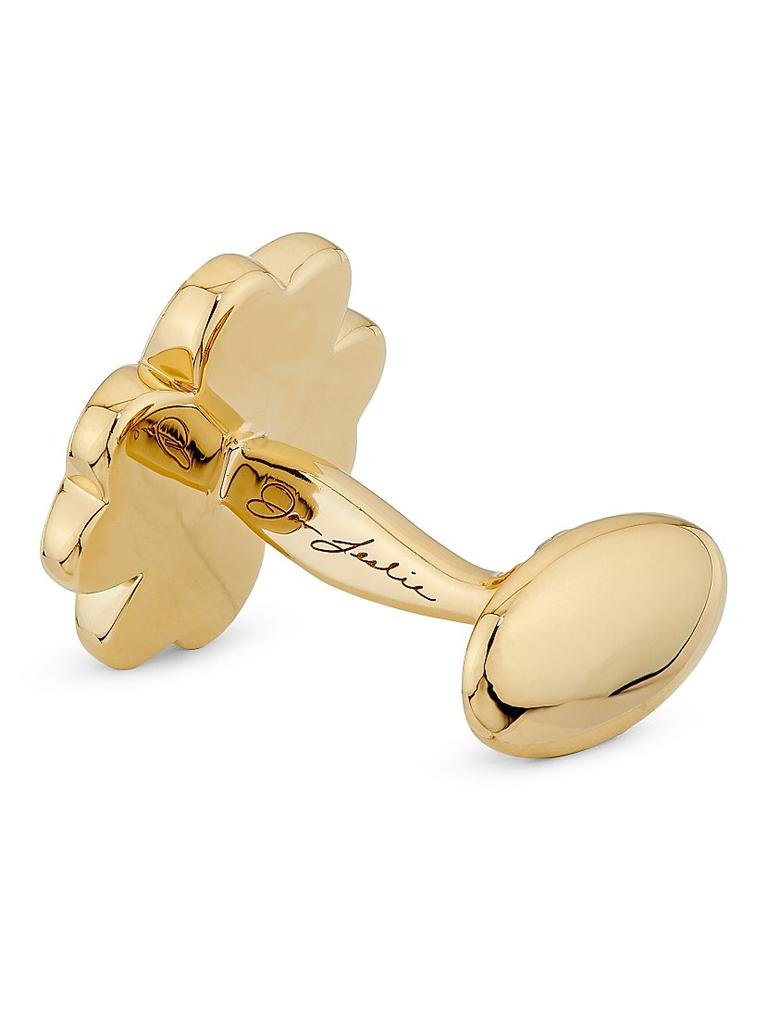 Jan Leslie 18K-Yellow-Gold Vermeil & Red Tiger's Eye 4-Leaf Clover Cufflinks