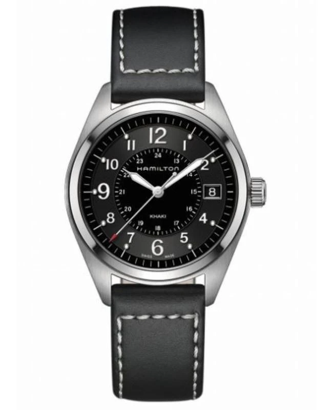 Hamilton Hamilton Khaki Field Quartz Black Dial Leather Strap Men's Watch H68551733 1