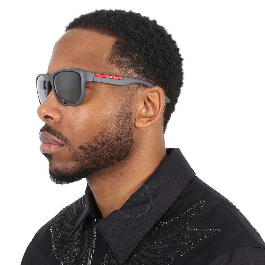Prada Grey Mirror Square Men's Sunglasses PS 01US UFK5L0 59