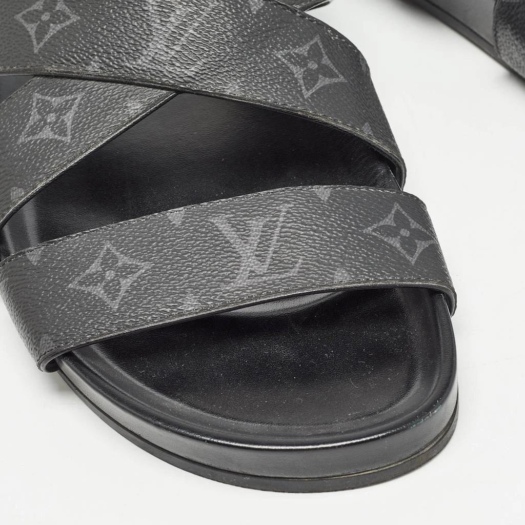 Louis Vuitton Louis Vuitton Black Monogram Leather Mirabeau Flat Slides Size 43  7