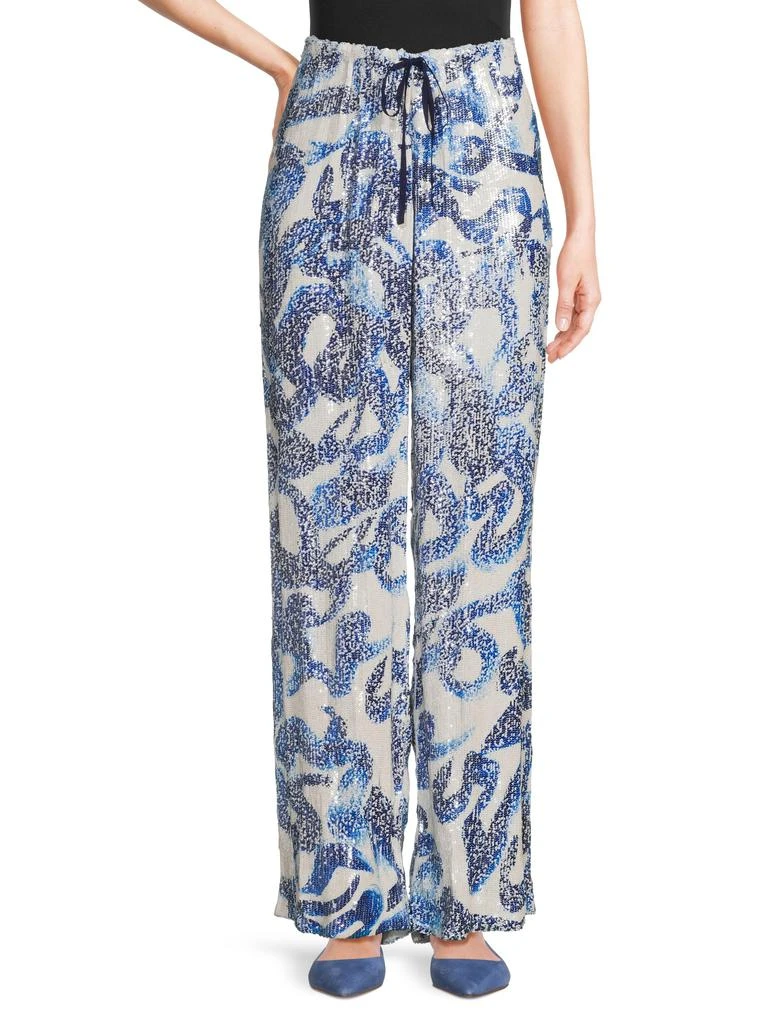 Dries Van Noten Puvis Sequin-Embellished Wide-Leg Pants 1