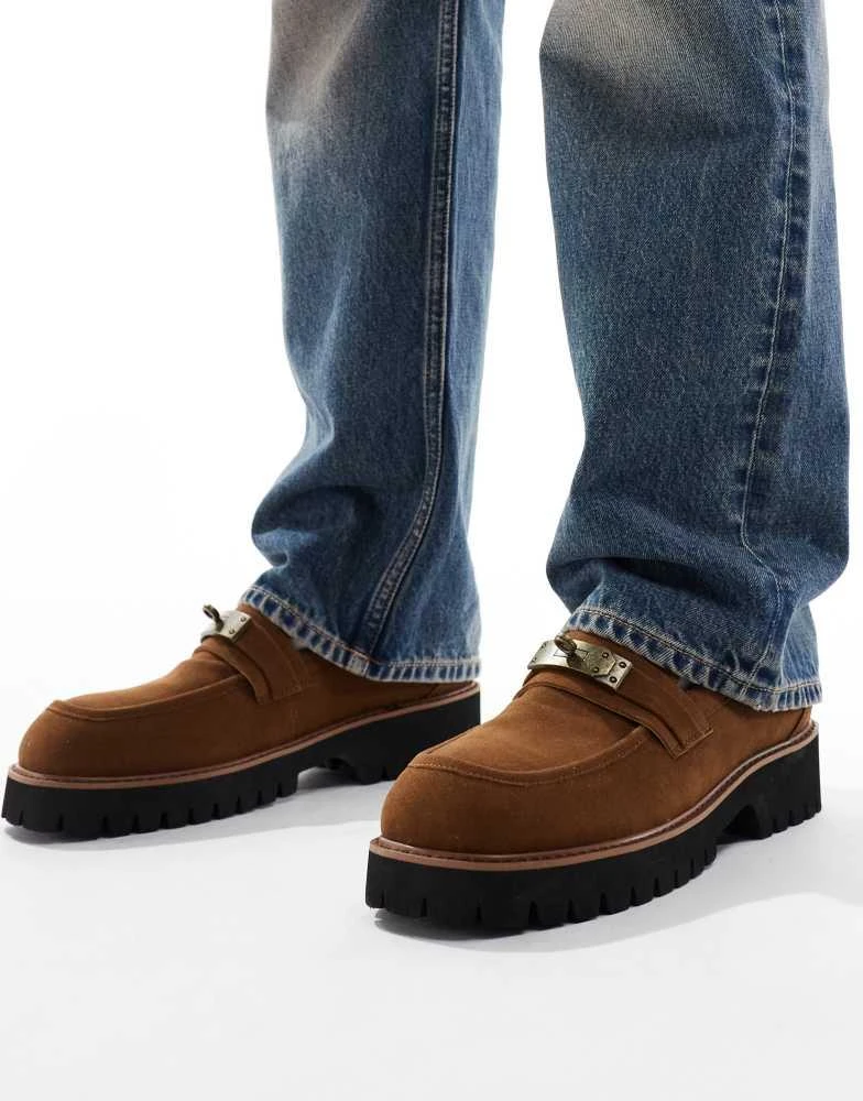 ASOS ASOS DESIGN chunky loafers in tan and white 1