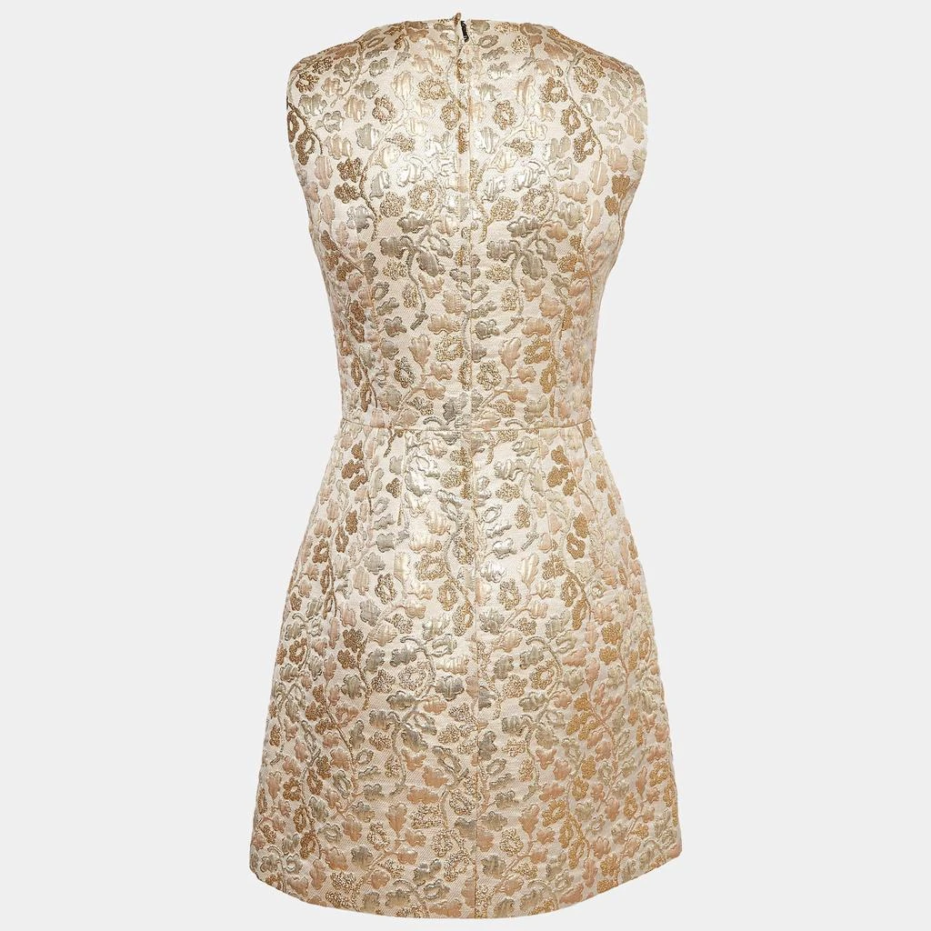 Dolce & Gabbana Dolce & Gabbana Gold Patterned Jacquard Sleeveless Mini Dress S 2