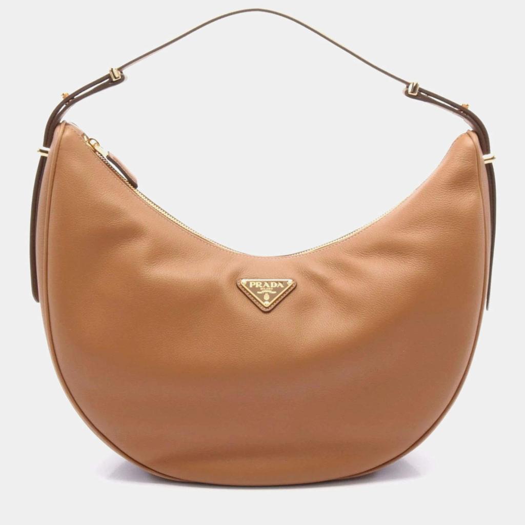 Prada Prada Arqué caramel large leather shoulder bag Black
