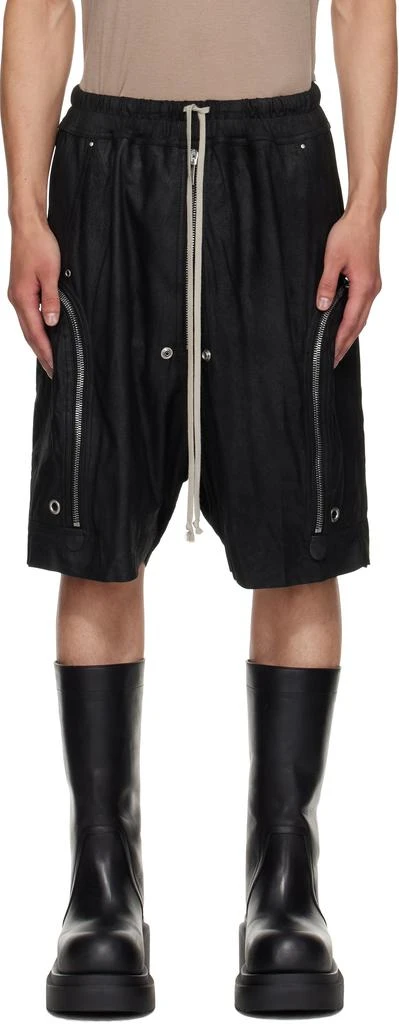Rick Owens Black Concordians Bauhaus Bela Leather Shorts 1