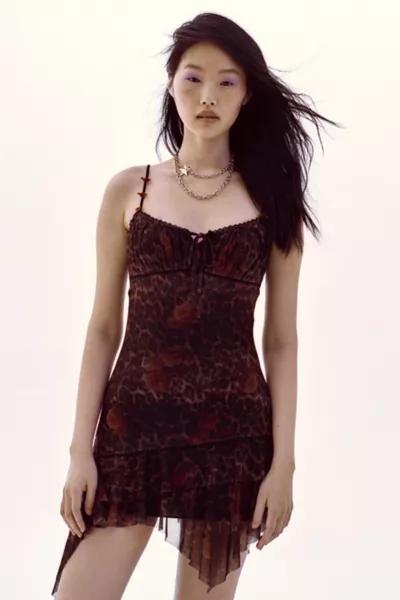 Urban Outfitters UO Rosebud Mesh Mini Dress