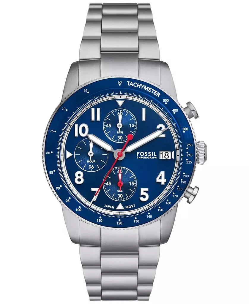 Fossil Men's Sport Tourer Chronograph Silver-Tone Stainless Steel Watch 42mm 1