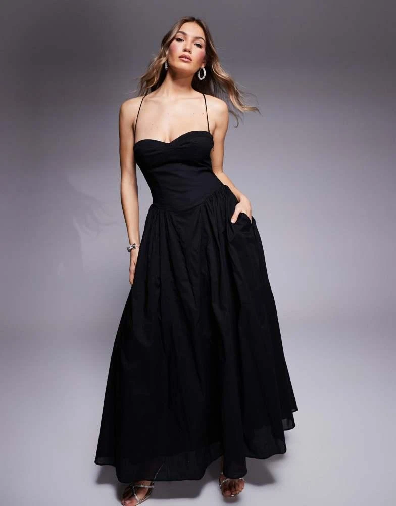 Maxi Dress Bardot Corset Dress Bardot Theodora Open Back Lace-Up Corset Maxi  Dress