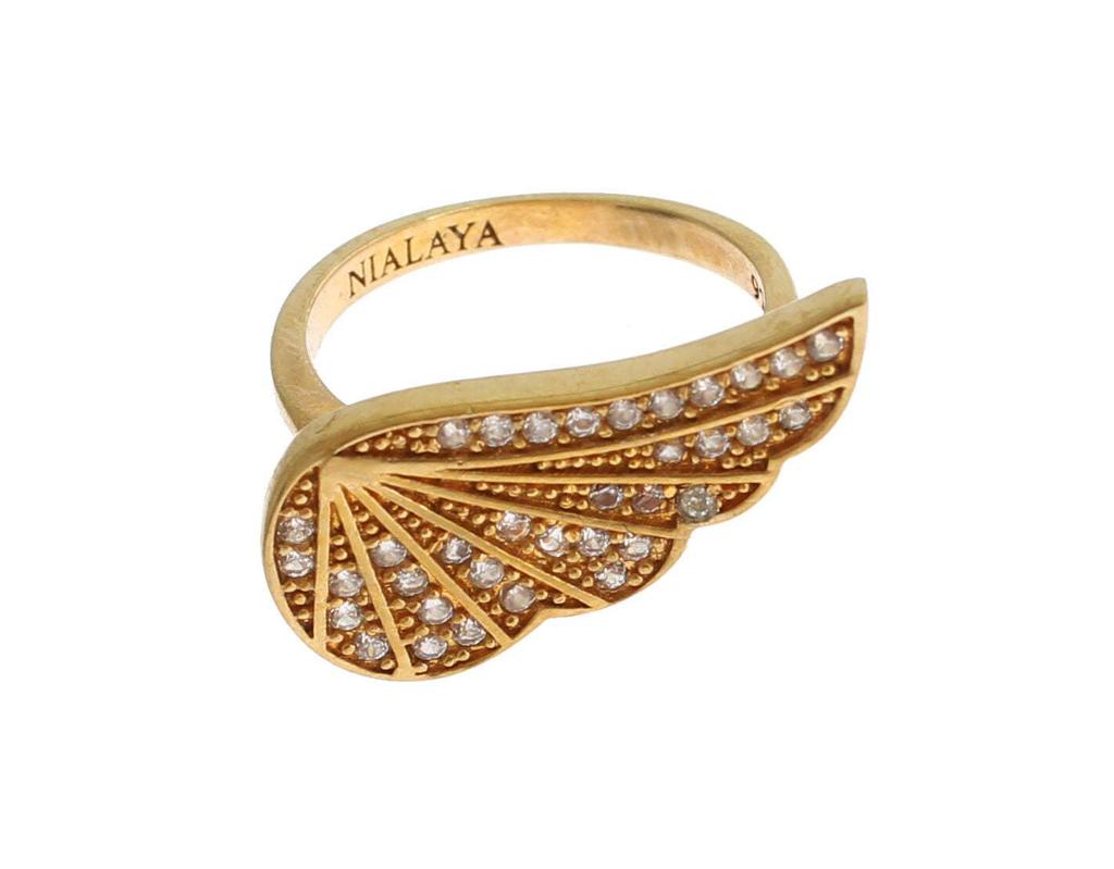 Nialaya Nialaya Womens Clear CZ Gold 925 Silver Authentic Ring