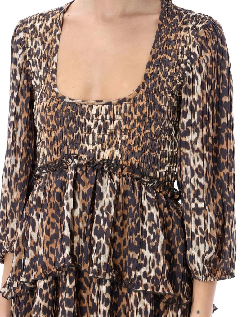 Ganni Pleated Georgette Leopard Midi Dress 3