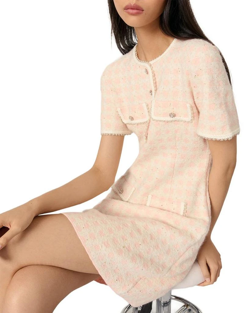 Maje Tweed Effect Knit Short Dress 6