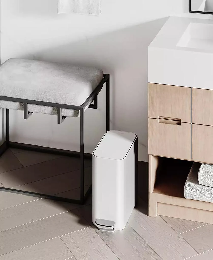 simplehuman 5 Liter Slim Bathroom Trash Can with Liner Pocket 6