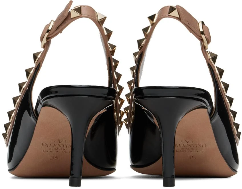 Valentino Black 
Pink Rockstud Bow Slingback Heels 2