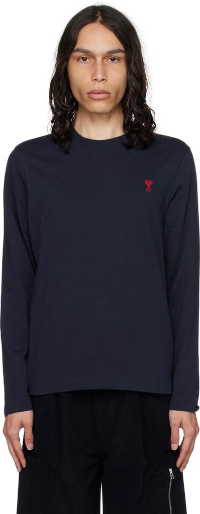 AMI Paris Navy Ami De Cœur Long Sleeve T-Shirt 1