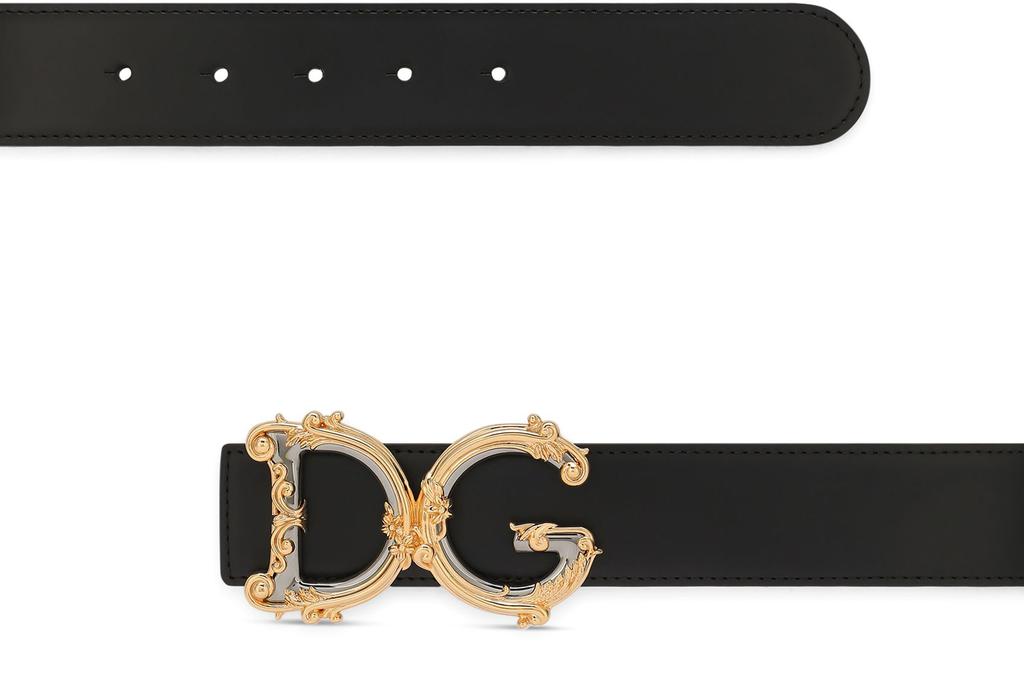 Dolce & Gabbana Leather belt with baroque DG logo - Belts