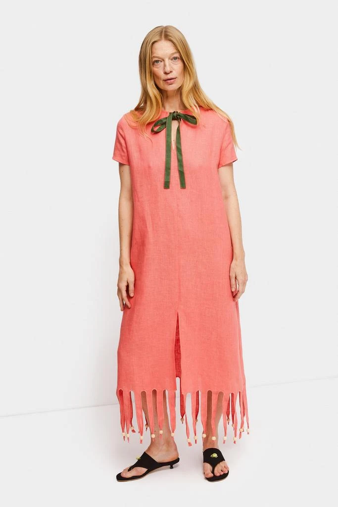 knee length dresses for ladies Ring O'Roses Dress| Strawberry & Oat Mini Check Linen in 18/24M