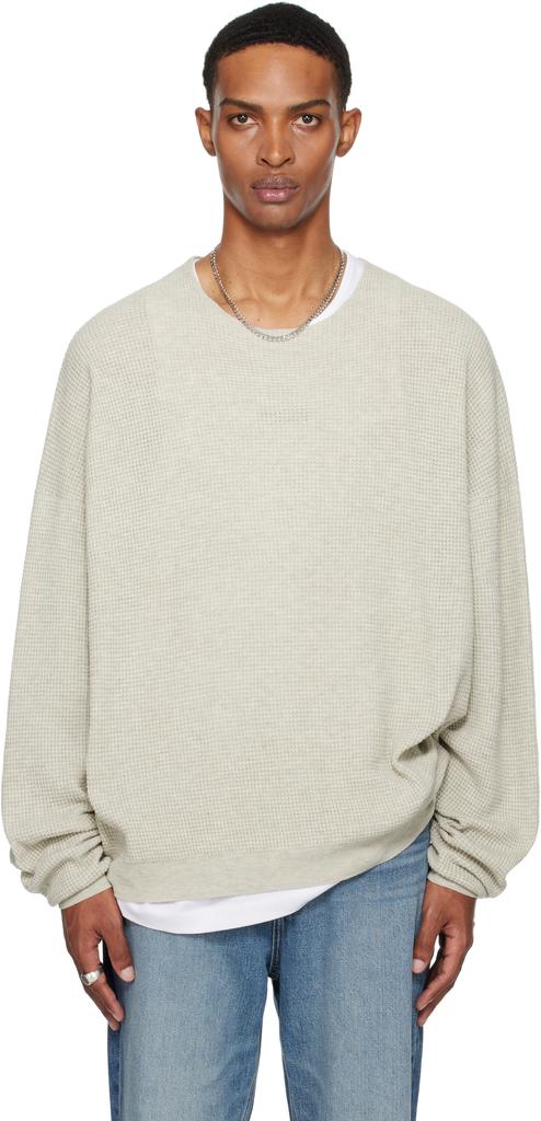 Essentials Beige Waffle Long Sleeve Crewneck Sweatshirt