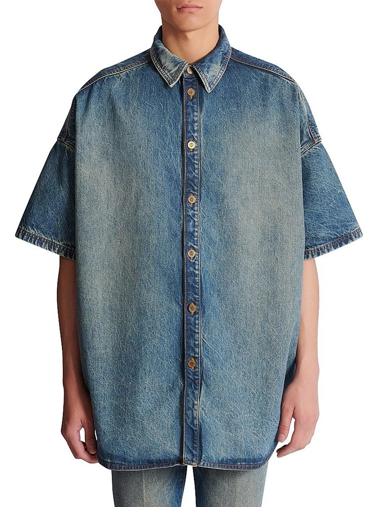 Balmain Denim Short-Sleeve Shirt 3