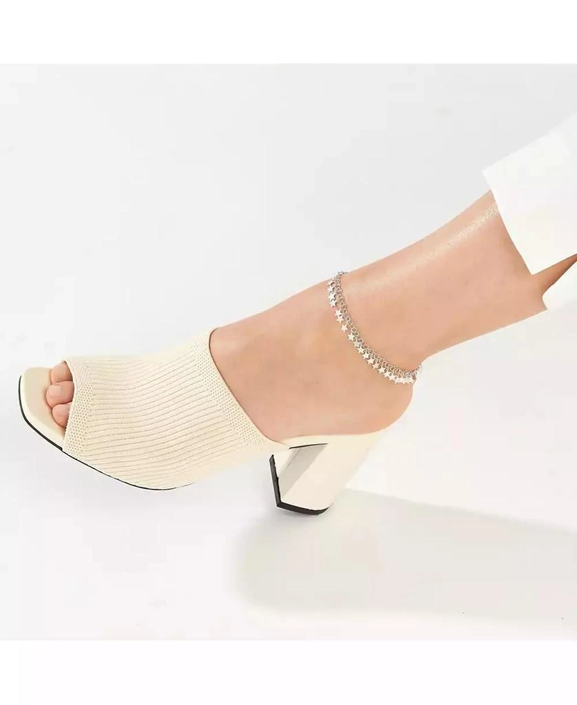 Curata Jewelry 925 Sterling Silver 10 Inch Rhodium Plated Round Link With Hanging Stars Adjustable Anklet Anklet 4