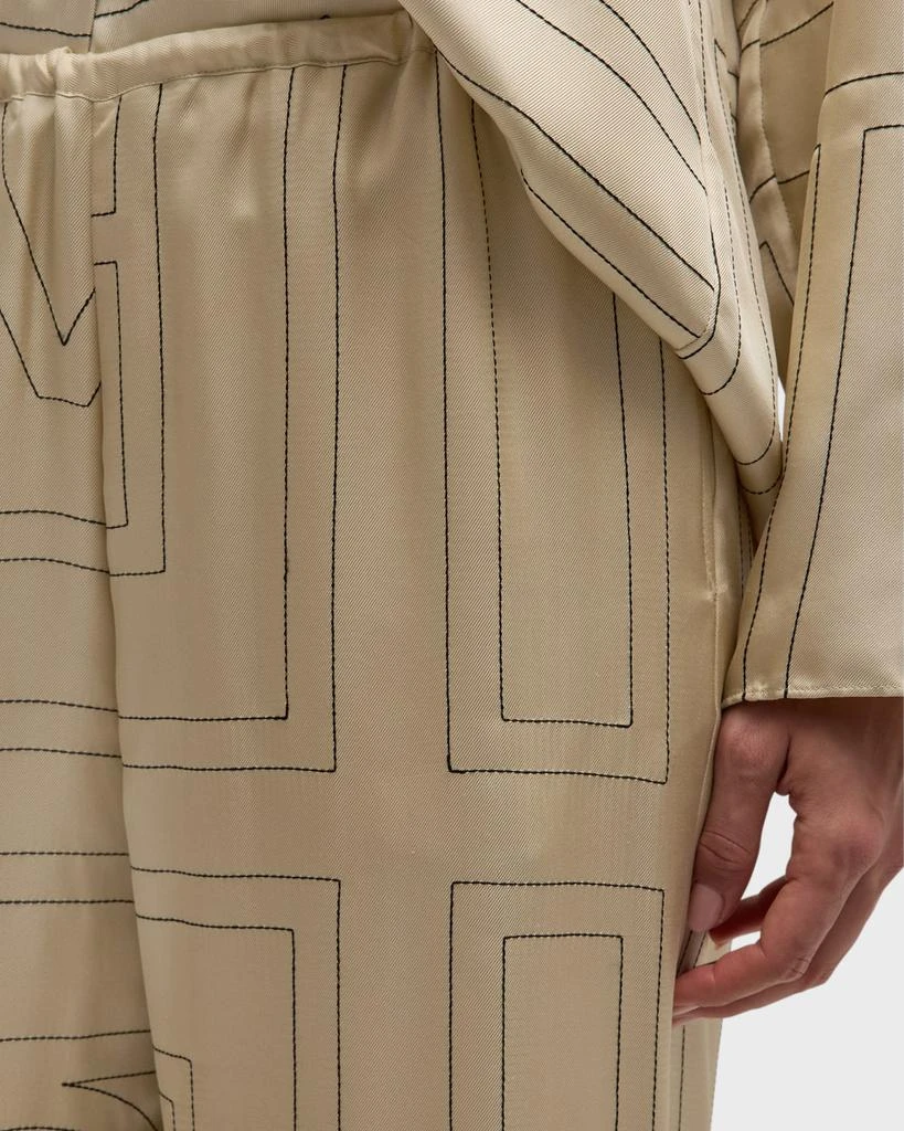 Totême Monogram-Embroidered Silk Pajama Pants 5