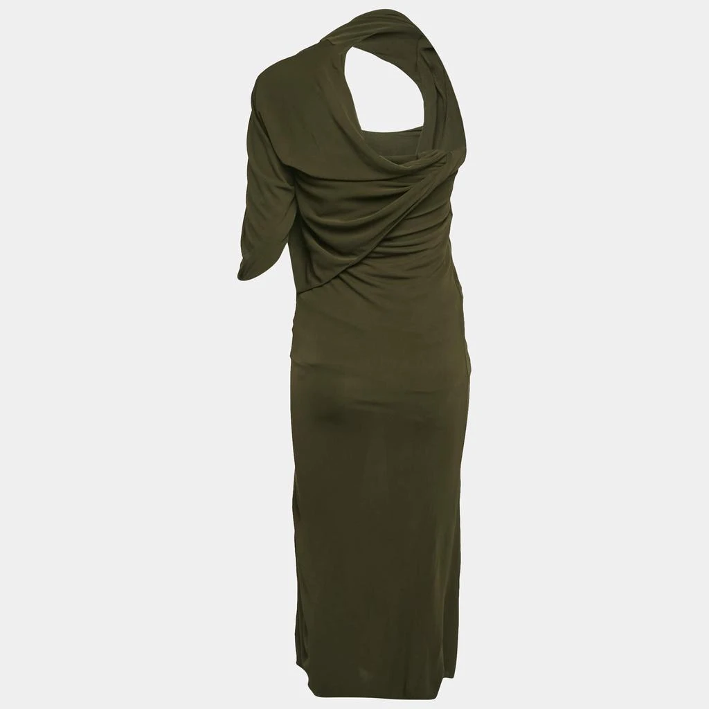 Yves Saint Laurent Saint Laurent Paris Green Jersey Asymmetric Maxi Dress S 2