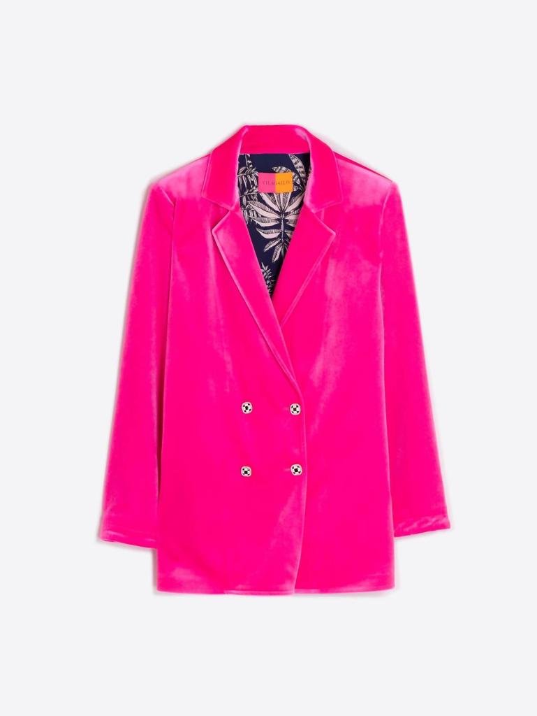 VILAGALLO Marcella Velvet Blazer In Pink