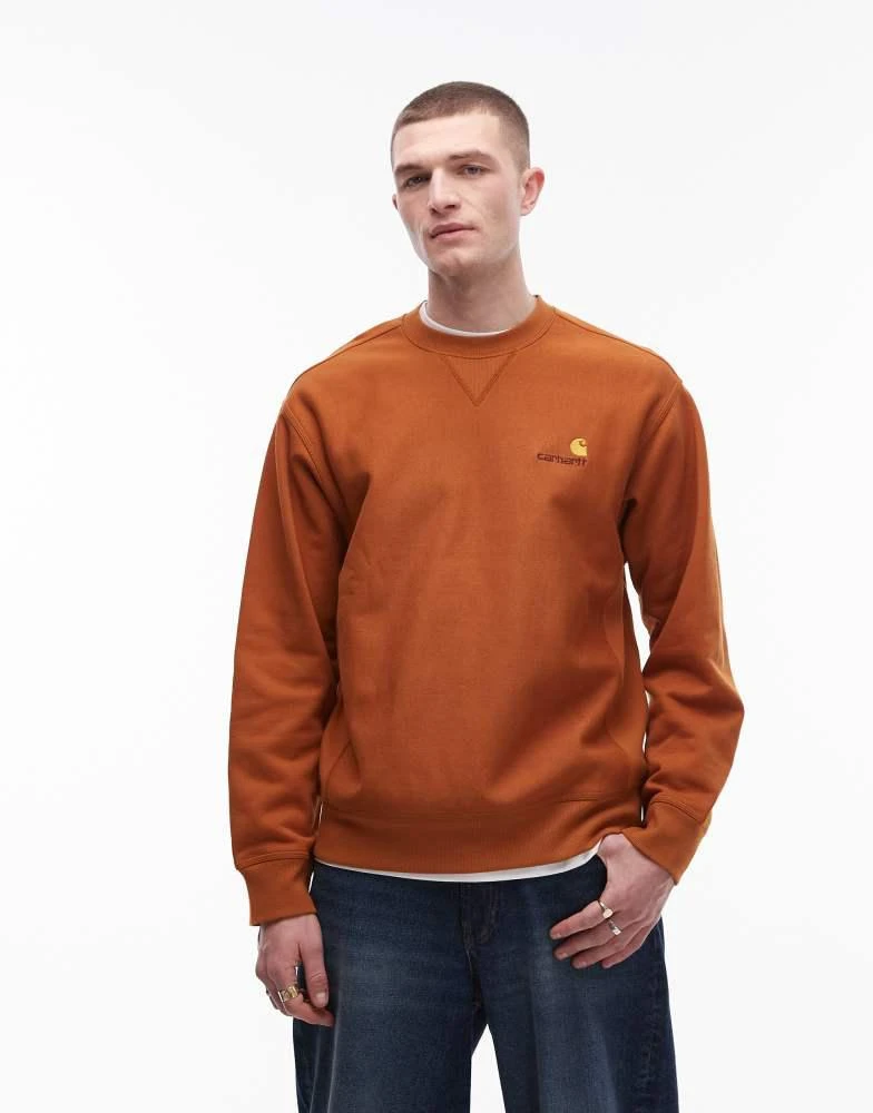 Carhartt WIP Carhartt WIP american script sweatshirt in burnt orange 1