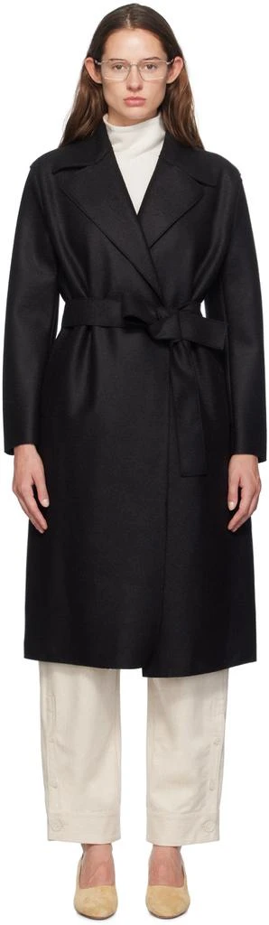 Harris Wharf London Black Belted Long Coat 1