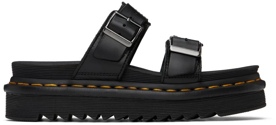 Dr. Martens Black Myles Leather Buckle Slide Sandals 1