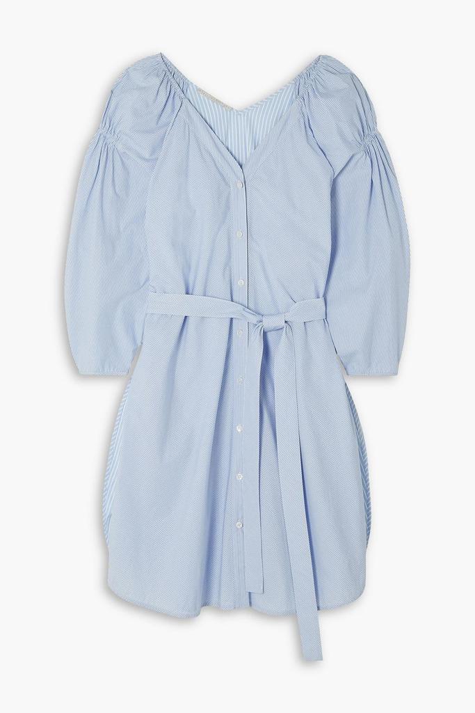 Stella McCartney Belted pinstriped cotton-poplin mini dress