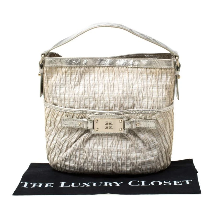 Givenchy Givenchy Beige Shimmering Canvas and Leather Small Trim Hobo 10
