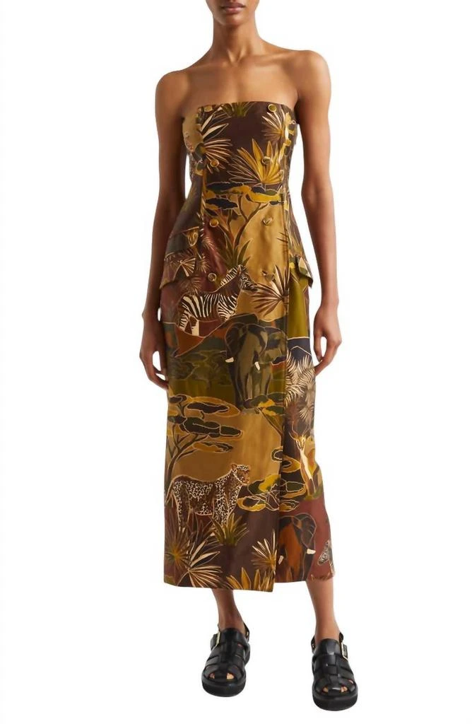 Farm Rio Farm Rio - Strapless Buttonned Midi Dress 2
