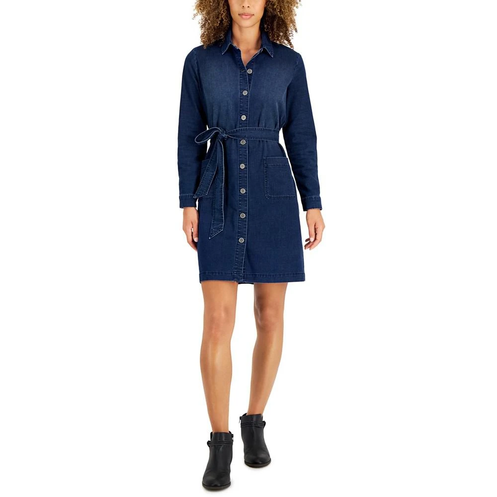 Style & Co Women's Belted Denim Shirtdress, Created for Macy's 1