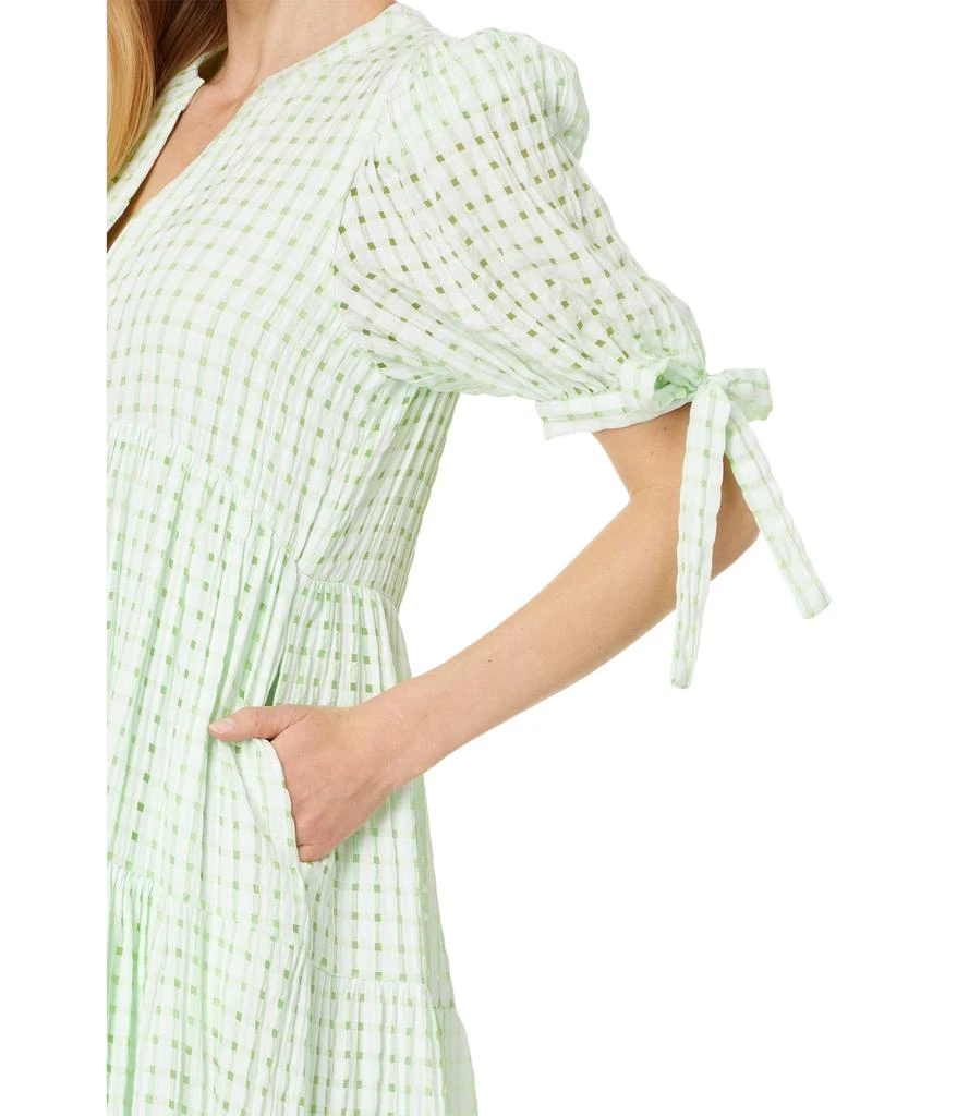 English Factory Gingham Tiered Midi Dress with Bow Tie Sleeves 3