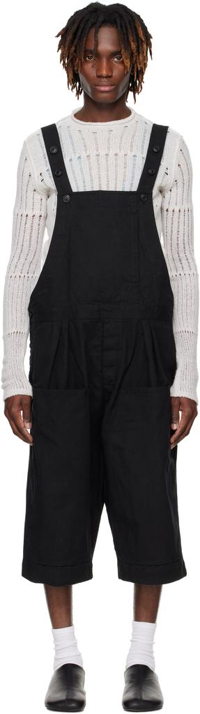 Jan-Jan Van Essche Black O-Project Paraffin Coated Cloth Cropped Overalls